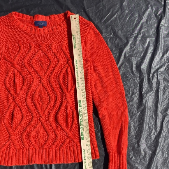 $5/25 Lands End Orange Cable Knit Sweater - Picture 5 of 8
